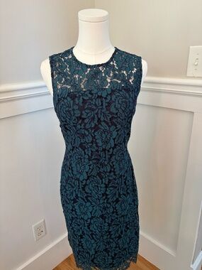 Banana Republic Petite Lace Dress 4P NWT Teal Green Sheath Cocktail Wedding Gues